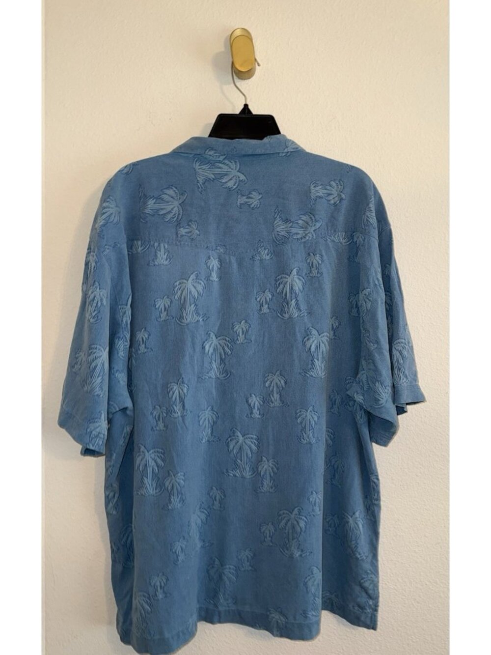 Tommy Bahama Silk Button Front Shirt Collar Palm Trees Print Mens XL XLarge Blue - Picture 5 of 6